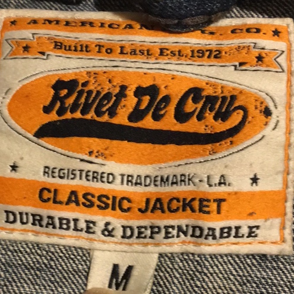 Rivet De Cru Distressed Blue Jeans Jacket Size M - Picture 5 of 7
